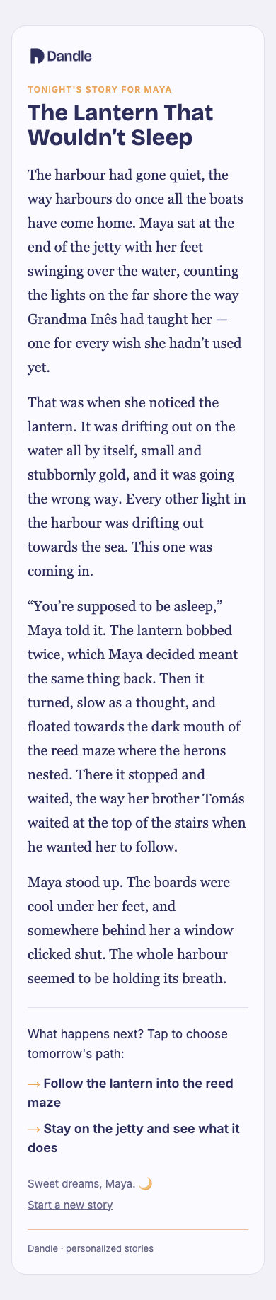 Story email — mobile